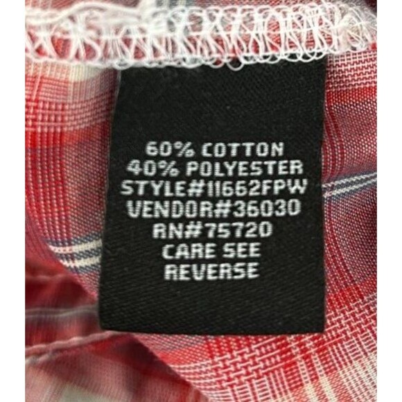 BKE Men's Large Pearl Snap Red Plaid Long Sleeve Casual Shirt Athletic Fit - Picture 10 of 11